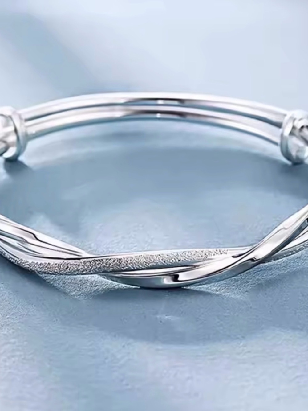 Elegant Twisted Silver Bangle Bracelet - Women Jewelry